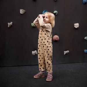 ZARA tan & black polka dot corduroy toddler overalls